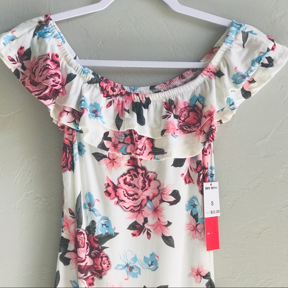 Floral Maxi Dress Ruffle Shoulder - Picture 3 of 5